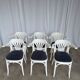 Ensemble de 6 chaises de salle à manger vintage en bois courbé blanc / fauteuil de style Thonet des années 1970
