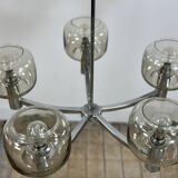 Vintage 70's chrome metal chandelier by Gaetano Sciolari