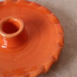 Orange ceramic candle holder serrated plate