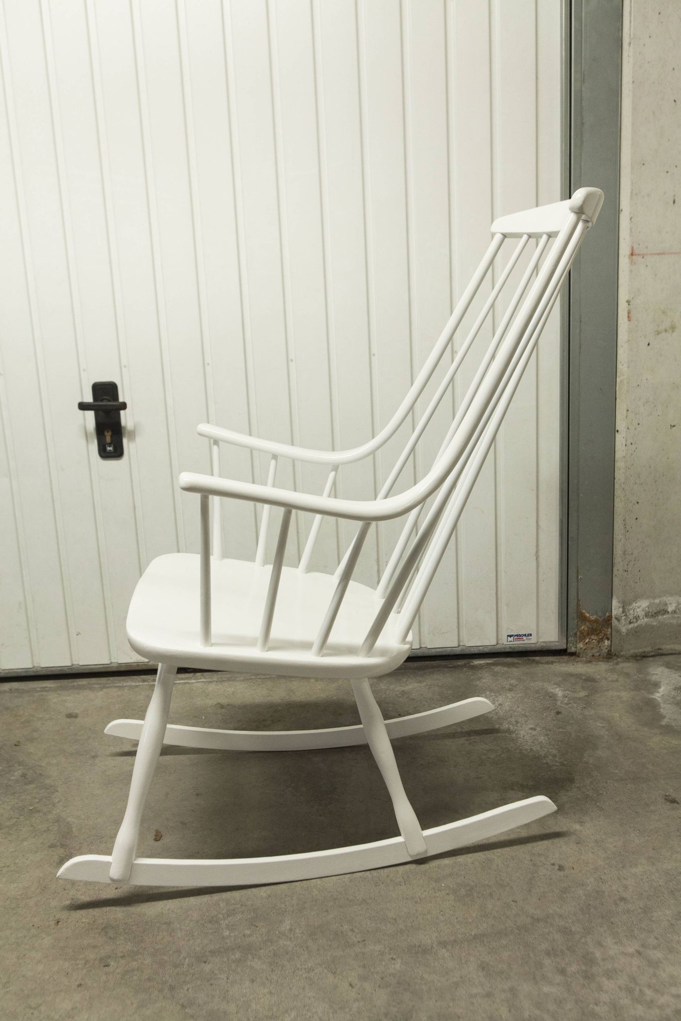 Grandessa rocking chair in white beech by Lena Larsson 1960 for Nesto