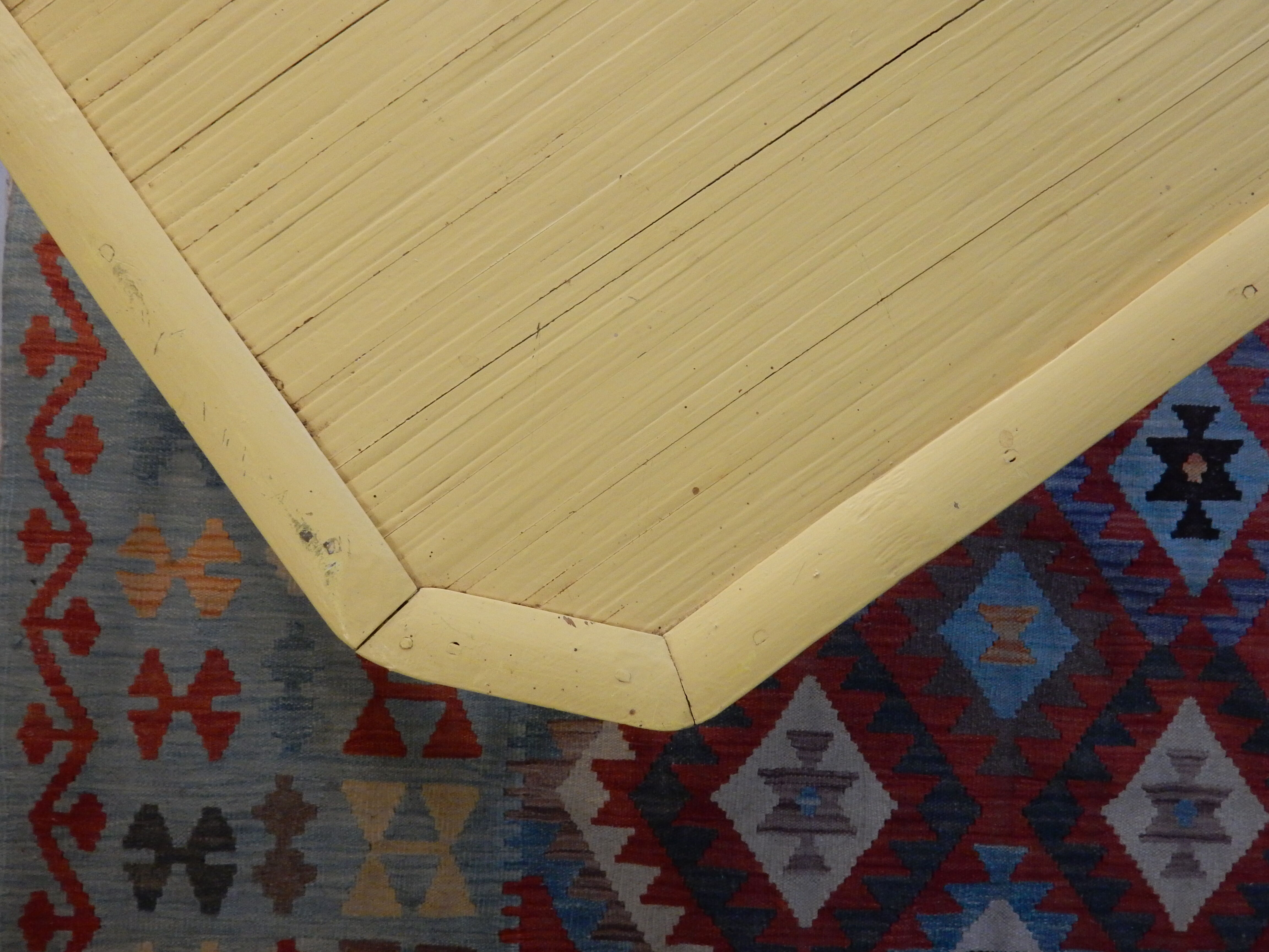 Bamboo coffee table painted yellow