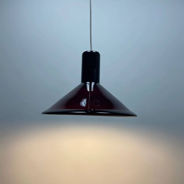 Suspension en verre danoise violet Modèle P & T par Michael Bang pour Holmegaard 1972