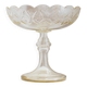 Bol à salade en verre cristal clair sur piédestal, Art Nouveau italien des années 1910 avec teinte ambre.
