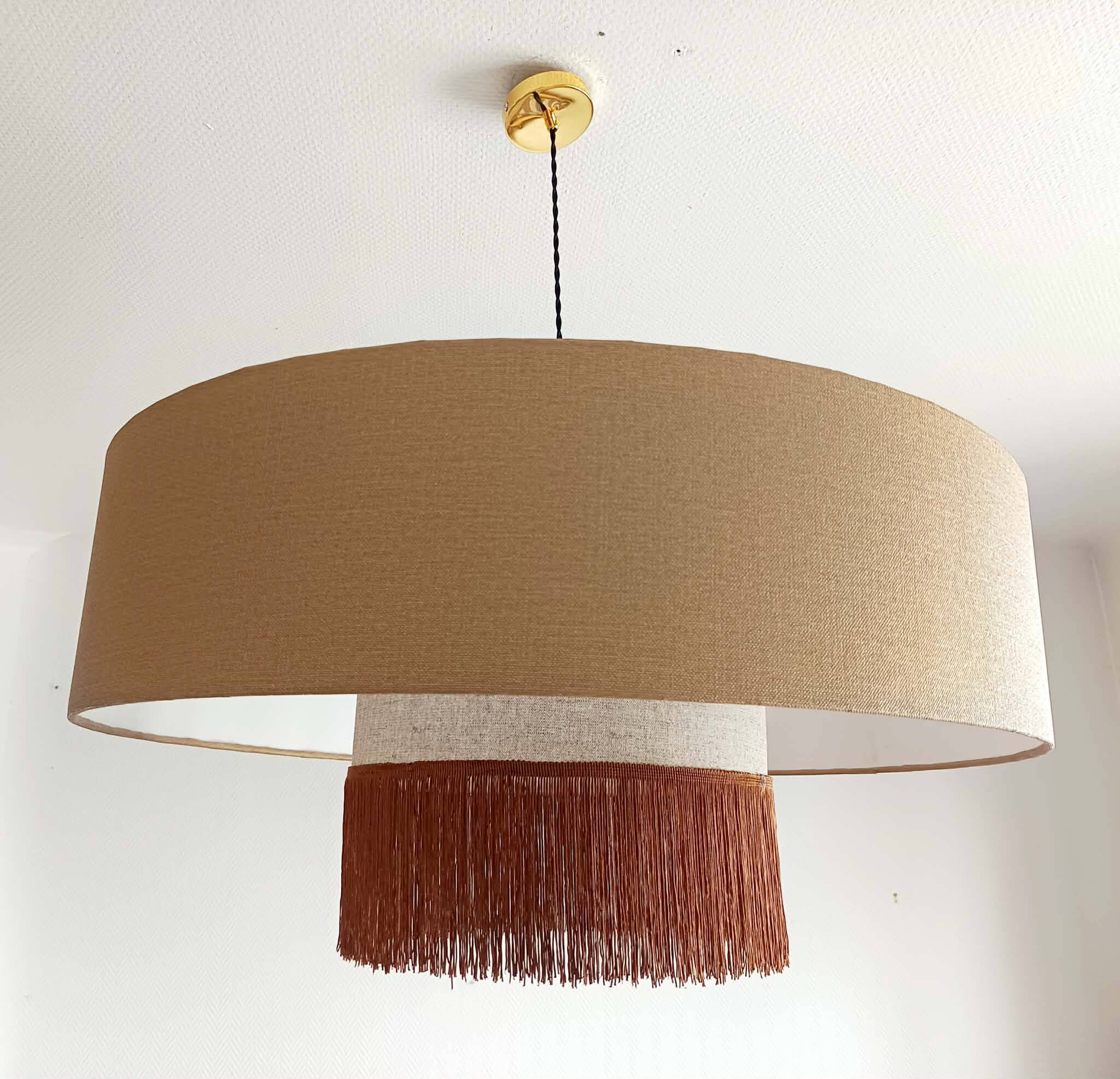 XXL fringe double lampshade suspension