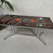 Mid-century coffee table – ceramic and chrome