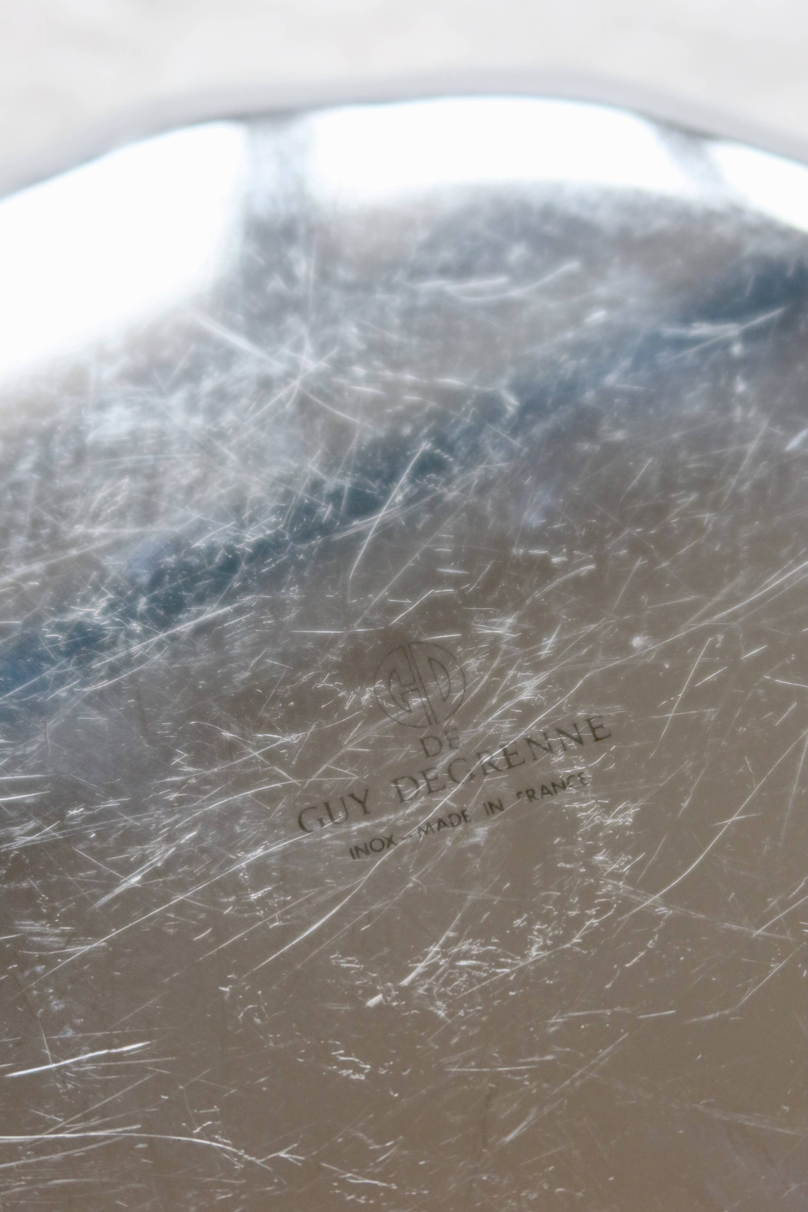 Vintage silver-plated metal salad bowl or large dish by Guy Degrenne.