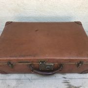 Old suitcase travel ultima brown fiber trunk
