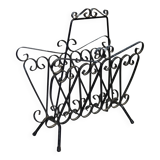 Porte-revues vintage en métal noir à volutes
