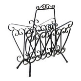 Porte-revues vintage en métal noir à volutes