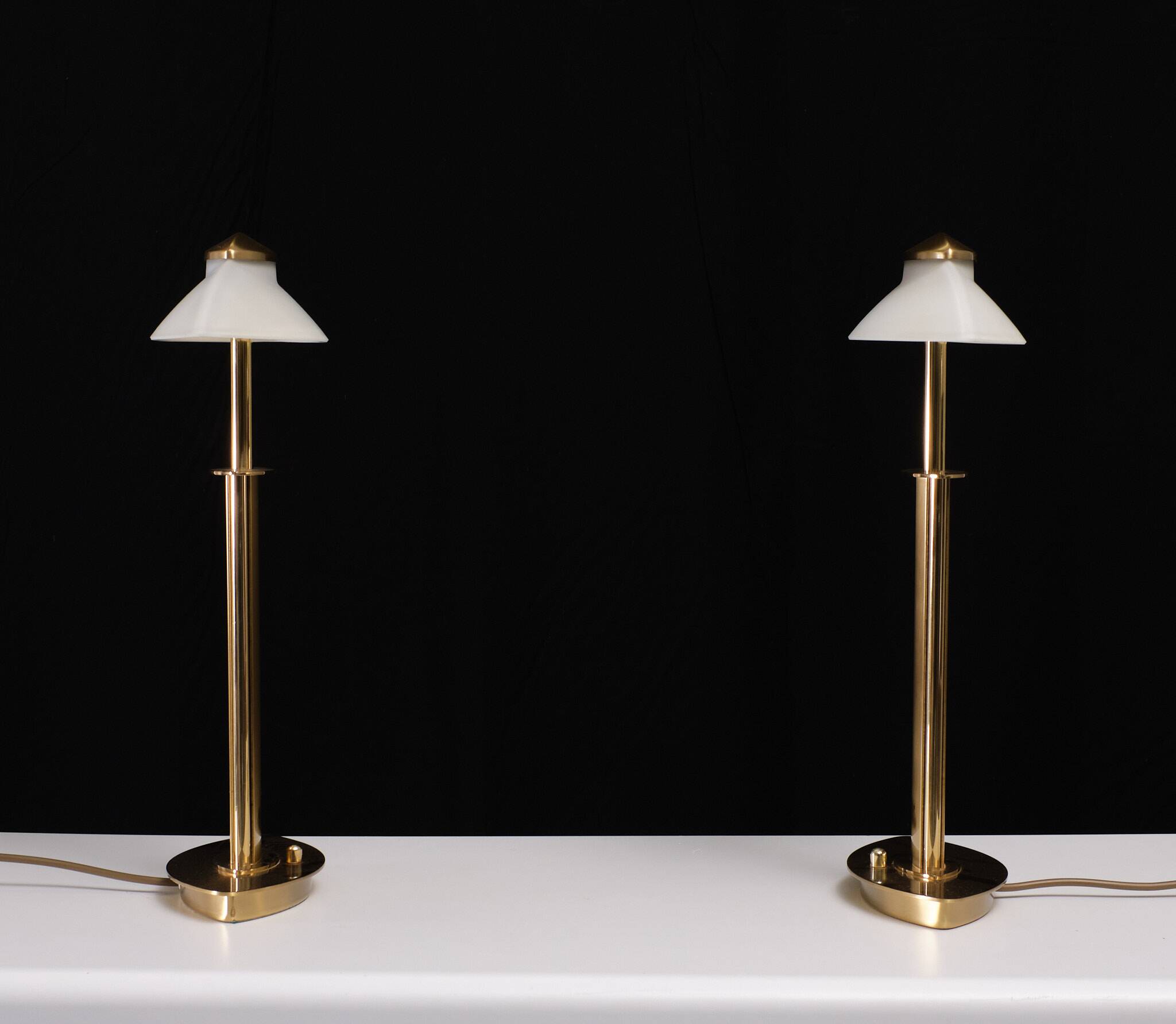 set Holtkotter Brass table lamps 1980s Germany