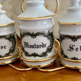 Servant with porcelain condiments Limoges salt pepper mustard