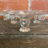 Set of 6 Vintage Glass Ice Cream Bowls Design France #D697