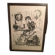 Illustration/signed paper print, framed, 60s/70s