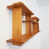 Vintage pine wall shelf in Maison Regain style from the 80s