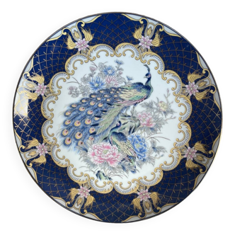 Assiette décorative en porcelaine du Japon à décor de paon