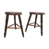 Paire de tabourets tripodes