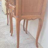 Pair of Louis xv style bedside tables in cherry wood, 3 drawers