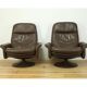 Paire de fauteuils et ottoman DS50 cuir De Sede pied tulipe gainé, rotatifs
