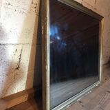 Mirror with golden mercury parquet signed david frame wood and stuck