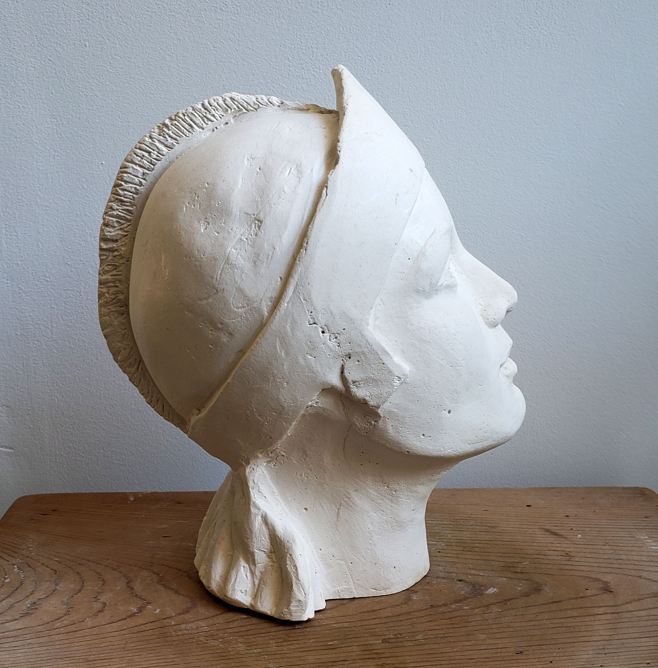 Woman's head in plaster