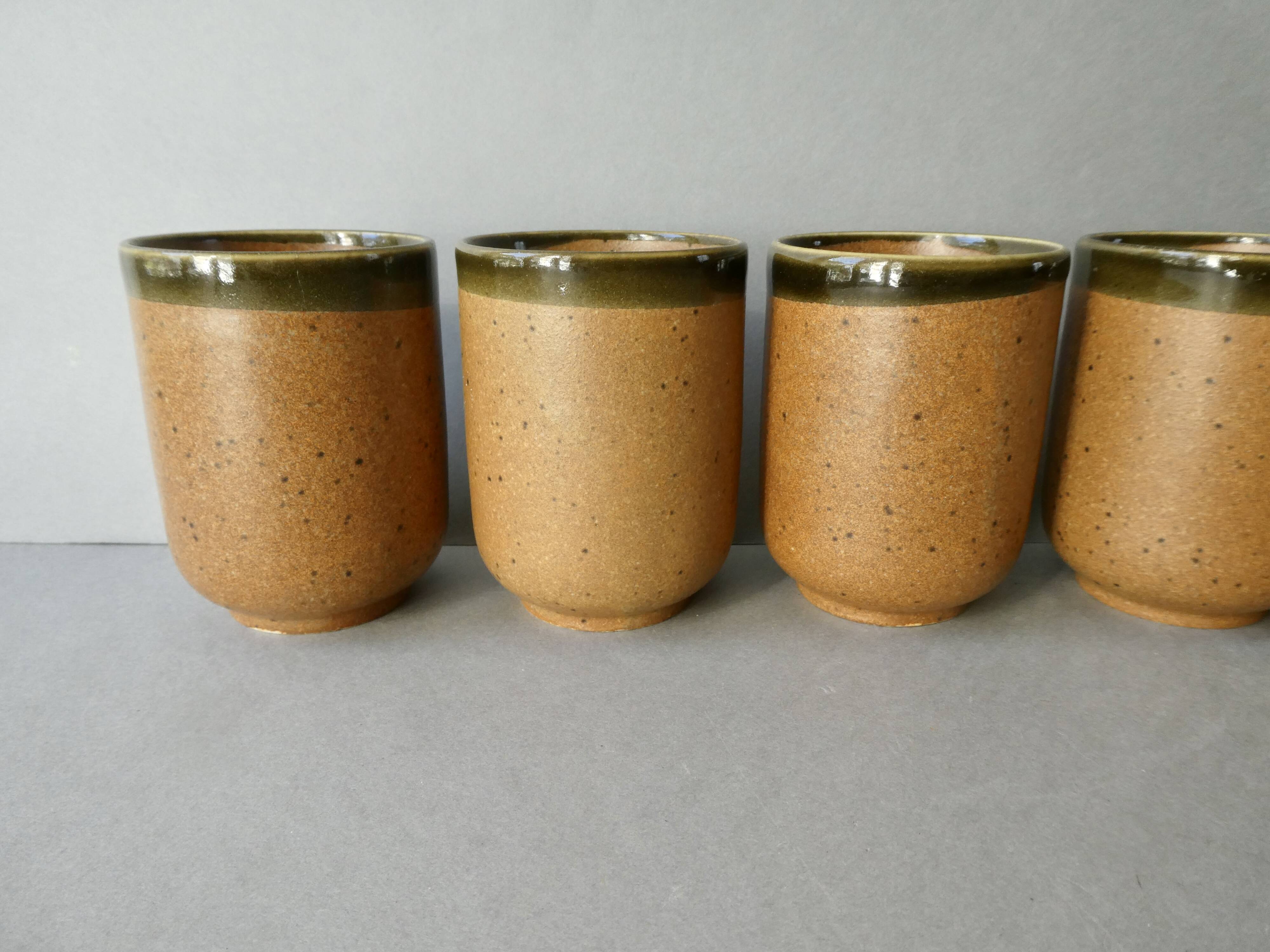 6 enamelled stoneware tumbler glasses