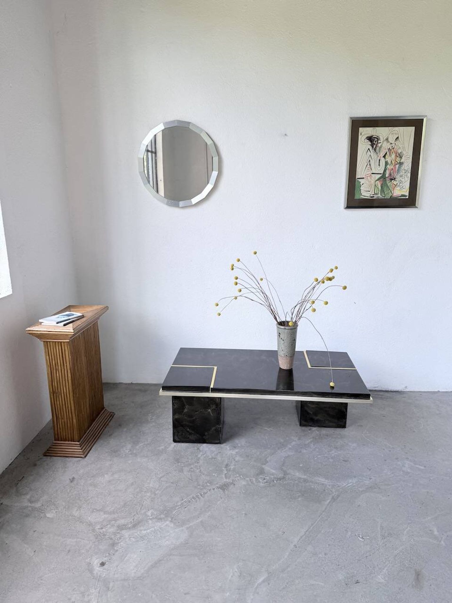 "Rizzo" lacquered and brass coffee-bar table from the 1970s.