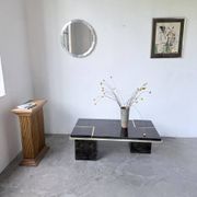 "Rizzo" lacquered and brass coffee-bar table from the 1970s.
