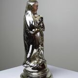 Old small virgin in polychrome 19th century glass eglomisée