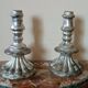 Rare pair of antique silvered terracotta candlesticks from the 17th century.