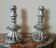 Rare pair of antique silvered terracotta candlesticks from the 17th century.