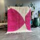 Moroccan Mrirt wool rug in pink and white 180x240 cm – Handwoven Berber rug, modern boho style, authentic wool area rug.