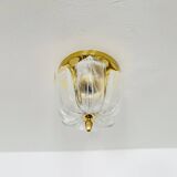 Brass and Glass Flush Light by Glashütte Limburg