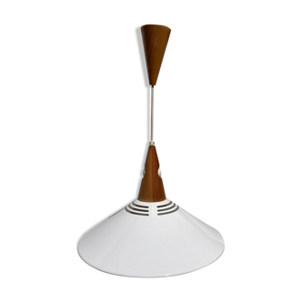 Pendant lamp in white metal wood 1980 Brillant, Germany