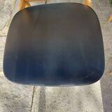 3 Scandinavian-style chairs, light wood and black faux leather