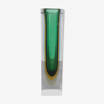 Vase Sommerso vert soliflore verre de Murano