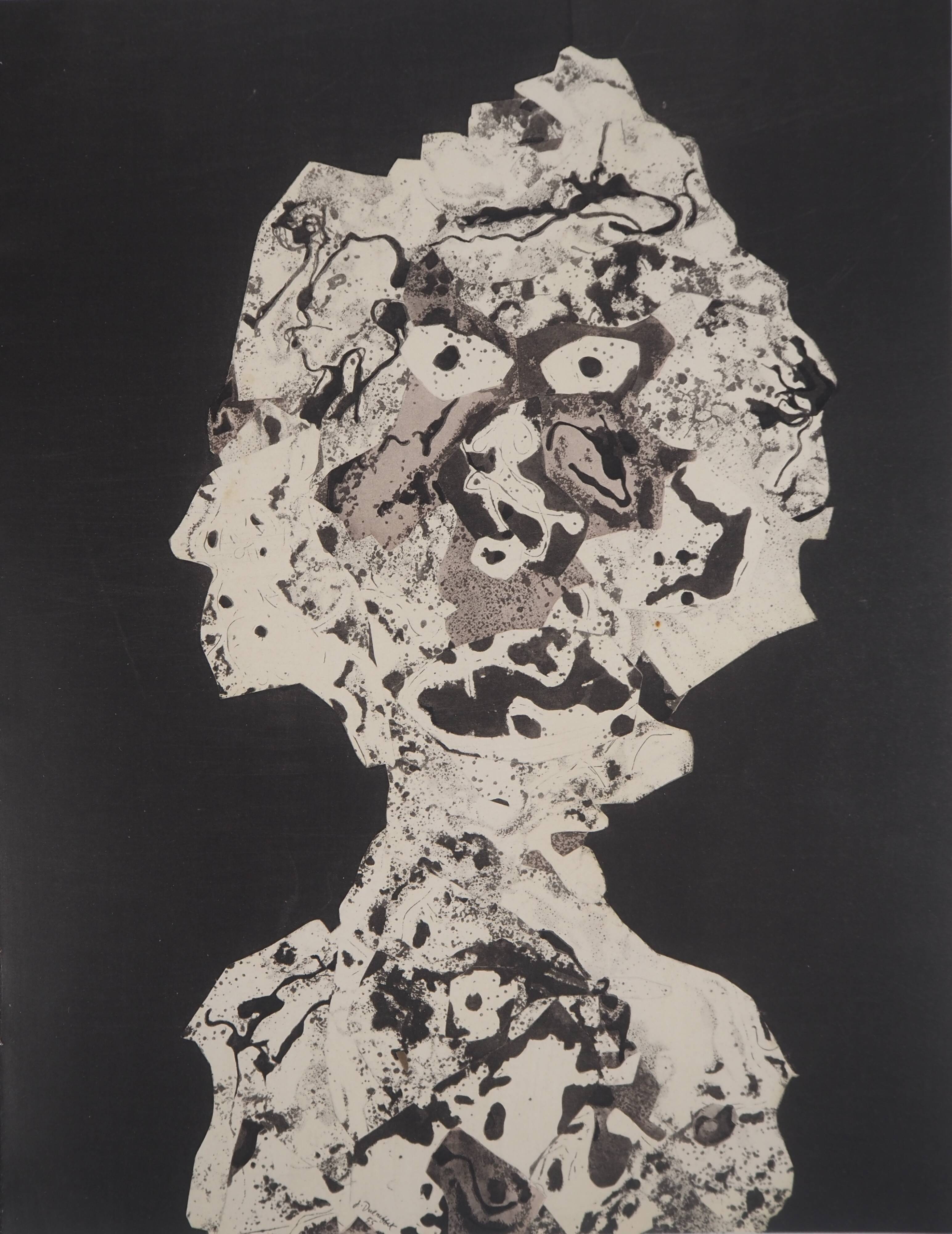 jean dubuffet: portrait - lithograph and stencil
