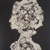 jean dubuffet: portrait - lithograph and stencil