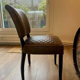 Set of 4 leather Chesterfield dining chairs