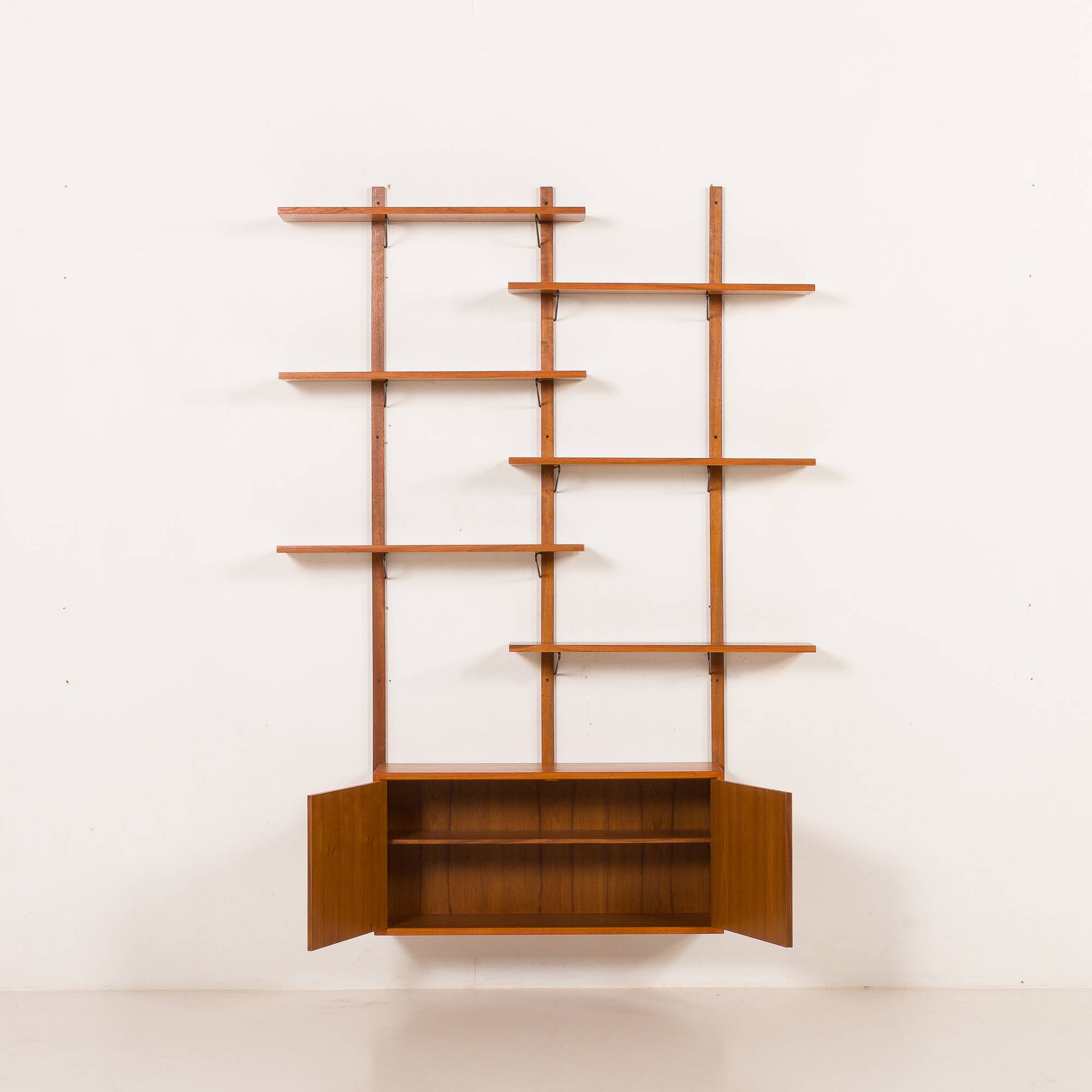 Scandinavian mid-century teak wall unit, 1970s
