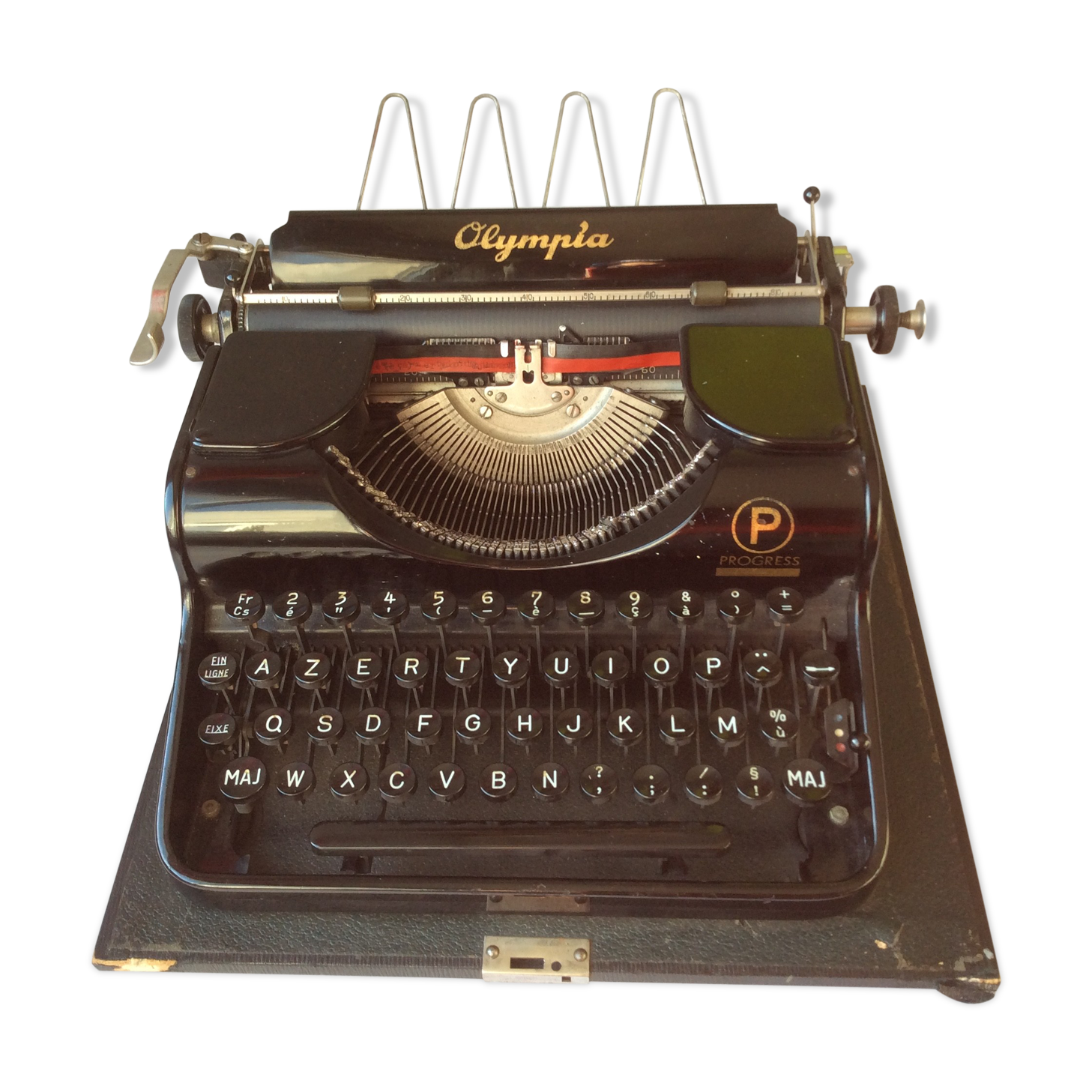 Machine à écrire ancienne portable Olympia Progress ,noir Selency