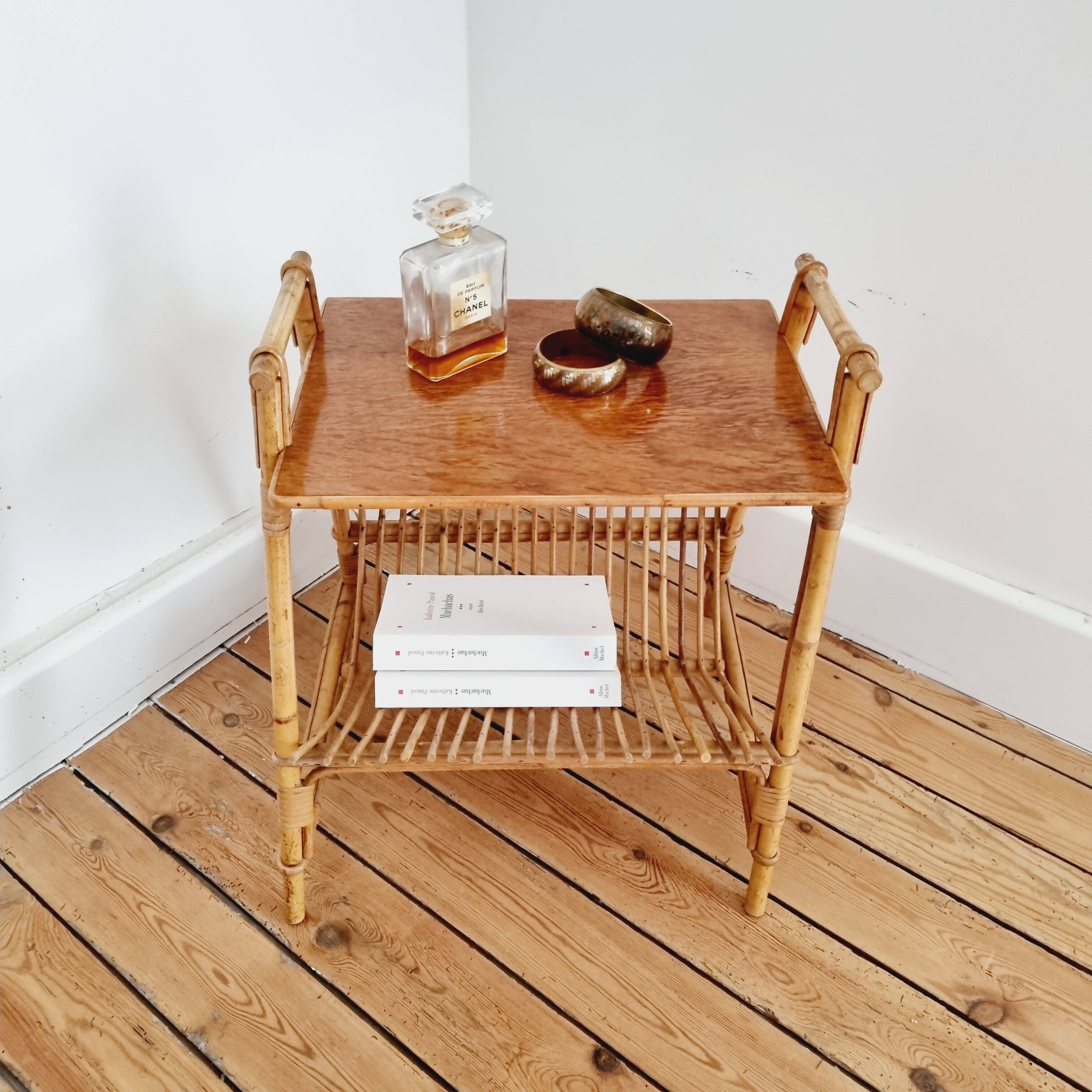 Rattan side table