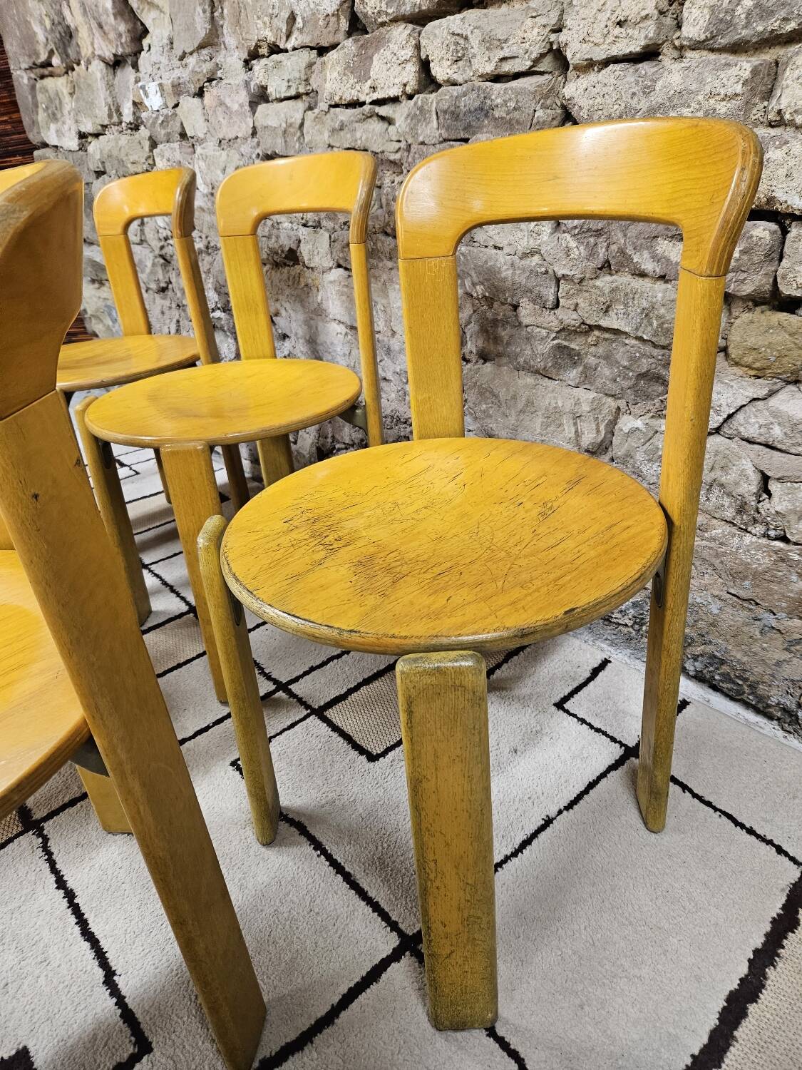 Lot of vintage bruno rey 1970" chairs