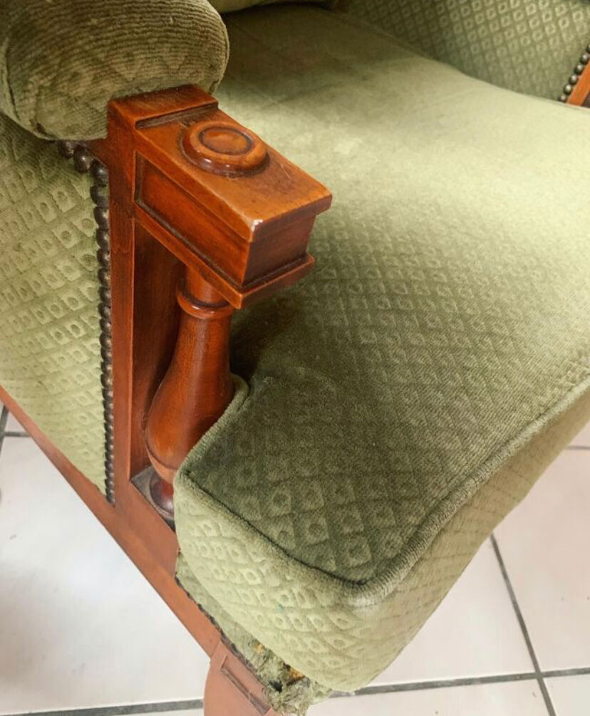 Green "Bergère" armchair