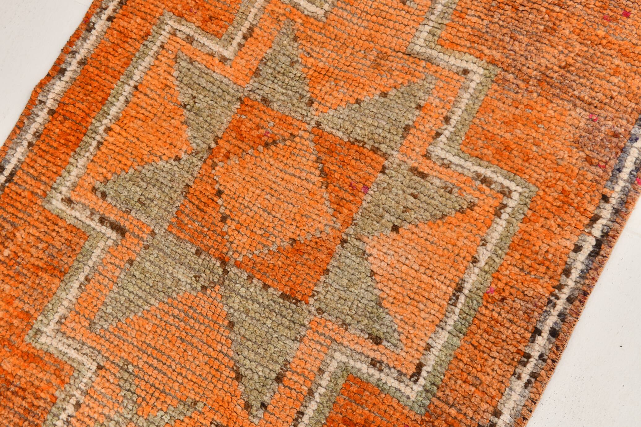 3x9 Vintage Brown & Orange Runner Rug, 84x285Cm