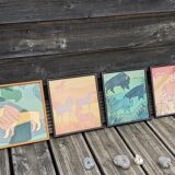 Set of 4 vintage frames ~ 70 for jungle decoration