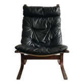 Vintage Siesta armchair by Ingmar Relling for Westnofa in black leather.