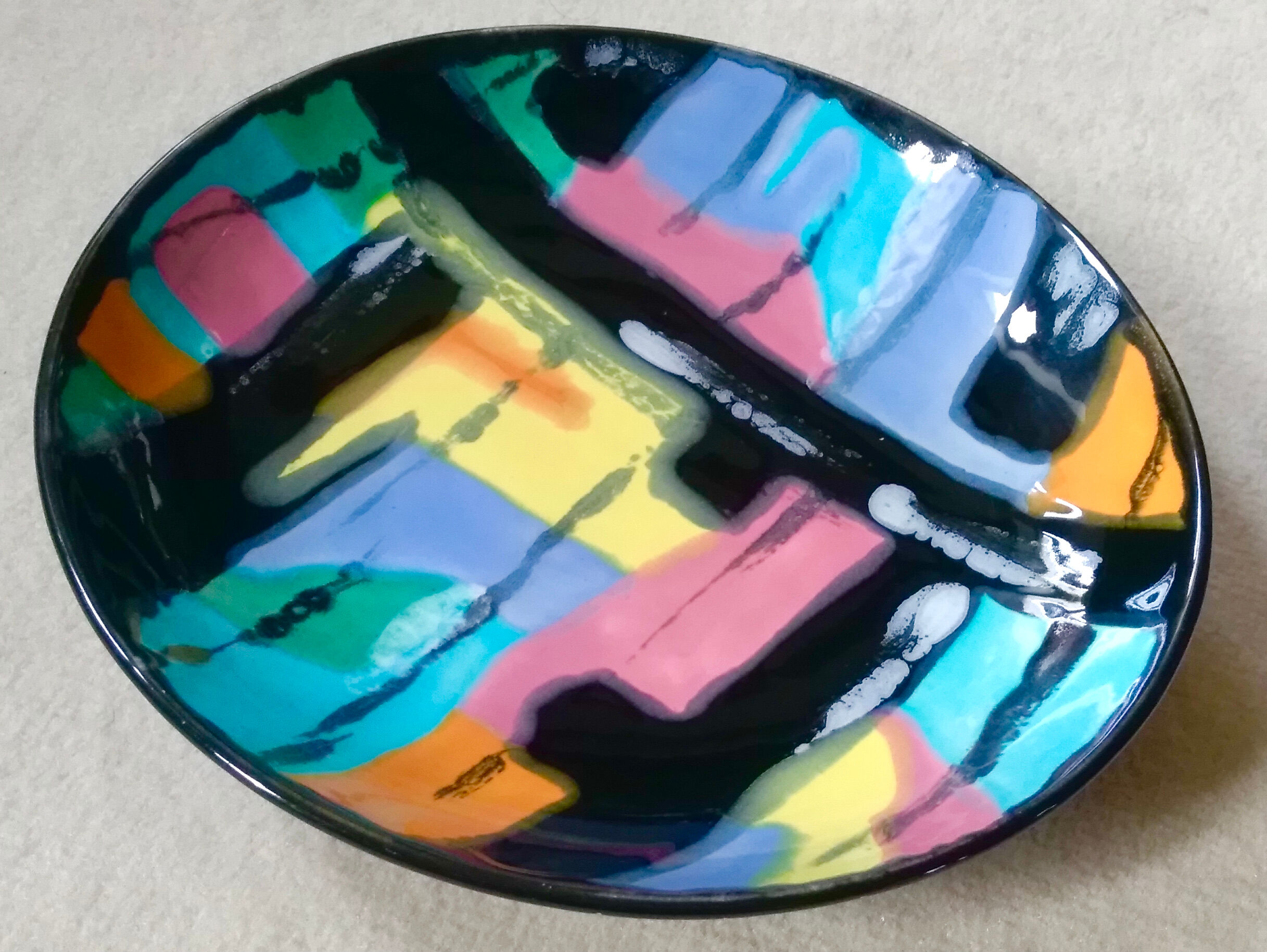 Longwy ceramic dish decorated Pigalle numbered