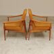 Pair of Czech armchairs in mustard flecked fabric, 1960.