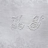 9 serviettes de table damassées 19ème monogrammées "MS"