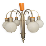 Space Age chrome and globe pendant light, Italy, 1960-70